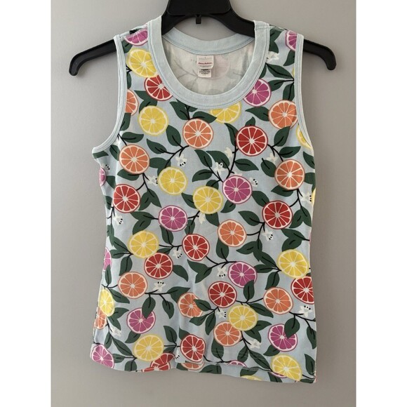Hanna Andersson 2 Pc Pajama Short Set Size L Blue Sleeveless Cotton Citrus Fruit - Picture 4 of 16